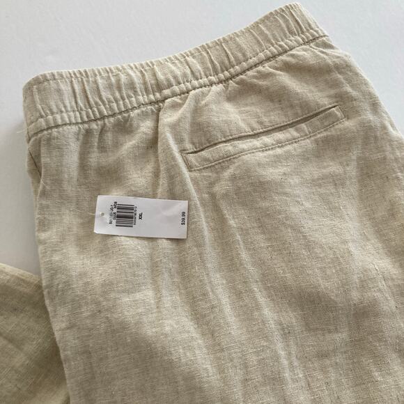 NWT Old Navy Womens XXL Beige Linen Blend Straight Taper Pants Lagenlook Beachy - Picture 7 of 11
